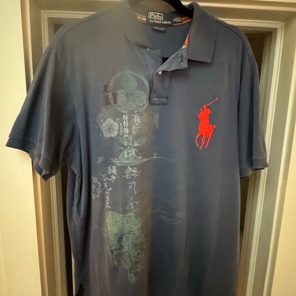 Ralph Lauren Men's Polo Shirt in Blue with Red Logo